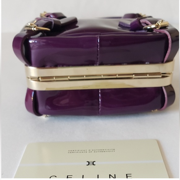 Celine Purple Lapis Roller Buckle Mini Patent Leather Crossbody Square Bag Purse - Picture 3 of 13